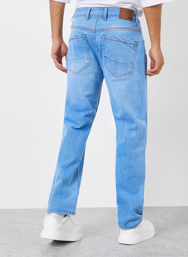 ستايلي بنطال جينز مغسول قصة عادية - Image 3